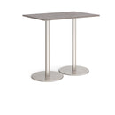 Dams Monza rectangular poseur table with grey oak finish, flat round base, ideal for modern dining or bar areas.