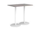 Dams Monza rectangular poseur table with grey oak finish, flat round base, ideal for modern dining or bar areas.