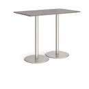 Dams Monza rectangular poseur table with flat round base in grey oak finish, ideal for modern event or bar settings.