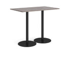 Dams Monza rectangular poseur table with grey oak finish and flat round base, suitable for modern dining or bar areas.