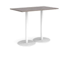 Dams Monza rectangular poseur table with grey oak finish and flat round base, ideal for modern seating areas.