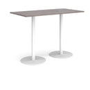Dams Monza rectangular poseur table with grey oak finish, flat round base, ideal for modern lounge and bar areas.