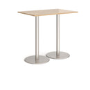 Dams Monza rectangular poseur table with Kendal Oak finish and flat round base, ideal for modern bar or café settings.