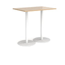 Dams Monza rectangular poseur table with Kendal Oak finish and flat round base, ideal for modern seating areas.