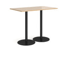 Dams Monza rectangular poseur table with Kendal Oak finish, flat round base, ideal for modern bar or cafe setting