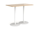 Dams Monza rectangular poseur table with Kendal Oak finish, flat round base, ideal for modern lounge or bar areas.