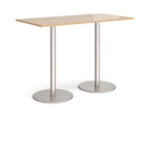 Dams Monza rectangular poseur table with Kendal oak finish and flat round base, ideal for modern bar or café settings.