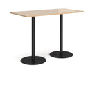 Dams Monza rectangular poseur table with Kendal Oak finish, featuring a flat round base and modern design.