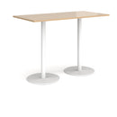 Dams Monza rectangular poseur table with Kendal oak finish, featuring a flat round base for modern bar or counter seating.