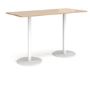 Dams Monza rectangular poseur table with Kendal Oak finish and flat round base, ideal for modern lounge or bar areas.