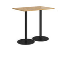 Dams Monza rectangular poseur table with oak top and flat round base, ideal for modern bar or cafe settings.