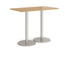 Dams Monza rectangular poseur table with flat round oak base, modern design for bar or café seating areas.