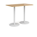 Dams Monza rectangular poseur table with flat round oak base, modern design for casual seating or standing area.