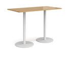 Dams Monza rectangular poseur table with flat round oak base, modern design, perfect for casual seating areas