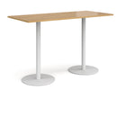 Dams Monza rectangular poseur table with oak finish, flat round base, ideal for modern bar or lounge settings.