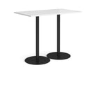 Dams Monza rectangular poseur table with flat round base, white finish, suitable for modern bar or cafe seating.