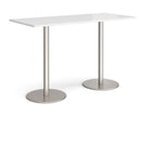 Dams Monza rectangular poseur table with flat round white base, modern height table suitable for social or cafe settings