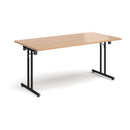 Dams rectangular folding leg table with straight foot rails in beech wood, black finish, suitable for versatile use.