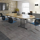 Dams rectangular folding leg table with straight foot rails in beech wood, showcasing its sturdy structure and smooth surface.