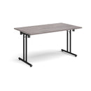 Dams grey oak rectangular folding leg table with straight foot rails, showcasing its sturdy design and smooth finish.