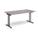 Dams grey oak rectangular folding leg table with straight foot rails, showcasing its sturdy design and smooth surface.