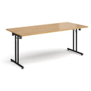 Dams rectangular oak folding leg table with straight foot rails, black finish, and sturdy design for versatile use.