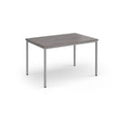 Dams Flexi 25 rectangular table with silver frame and grey oak tabletop, modern design, sturdy construction, and sleek finish.