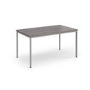 Dams Flexi 25 rectangular table with silver frame and grey oak tabletop, modern dining or workspace furniture.