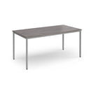 Dams Flexi 25 rectangular table with silver frame and grey oak tabletop, modern dining or office table design.