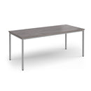 Dams Flexi 25 rectangular table with silver frame and grey oak tabletop, showcasing modern design and sturdy construction.