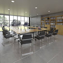 Dams rectangular fliptop meeting table with silver frame and white surface, ideal for conference or office use.
