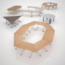 Rectangular fliptop meeting table with silver frame and white surface, designed for office or conference room use, by Dams.