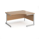 Dams Contract 25 ergonomic desk with cantilever legs, beech wood finish, left-hand arrangement, modern office furniture.