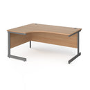 Dams Contract 25 ergonomic desk with cantilever leg in beech finish, shown from the left side with graphite frame.