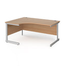 Dams Contract 25 ergonomic desk with cantilever legs in beech finish, shown from left side with graphite frame.