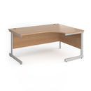 Dams Contract 25 ergonomic desk with cantilever leg, beech wood surface, graphite frame, left-hand configuration for office workspace.