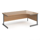 Dams Contract 25 ergonomic desk with cantilever leg in beech finish, shown from the left side with graphite frame.