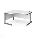 White Dams Contract 25 ergonomic desk with cantilever legs, showcasing a sleek modern office workspace with clean lines.