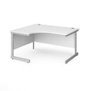 White Dams Contract 25 ergonomic desk with cantilever legs, showcasing a spacious workspace and modern design.