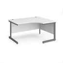 Dams Contract 25 ergonomic white desk with cantilever legs, sleek modern office furniture for productive workspace setup.