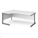 White Contract 25 ergonomic desk with cantilever legs by Dams, featuring a spacious work surface and modern design.