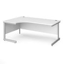 White Dams Contract 25 ergonomic desk with cantilever legs, showcasing a spacious work surface and modern design.
