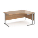 Dams Maestro 25 ergonomic desk with cantilever leg in beech finish, featuring a right-hand design and silver accents.