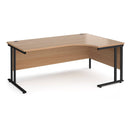 Dams Maestro 25 ergonomic desk with cantilever leg in beech wood finish, shown from the right-hand side.
