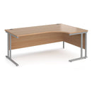Dams Maestro 25 ergonomic desk with cantilever leg in beech finish, featuring a silver frame and right-hand configuration.