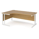 Dams Maestro 25 ergonomic oak desk with cantilever leg, 1800mm length, left-hand white finish, modern office furniture
