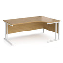 Dams Maestro 25 ergonomic oak desk with cantilever leg, white finish, 1800mm right-hand design for modern office workspace