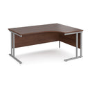 Dams Maestro 25 ergonomic desk with cantilever leg in walnut finish, right-hand view showing spacious work surface and modern design.