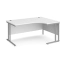 Dams Maestro 25 ergonomic white desk with cantilever leg, shown from the right side, featuring a sleek modern design.