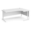 White Dams Maestro 25 ergonomic desk with cantilever leg, right-hand setup, showcasing smooth surface and sturdy design.